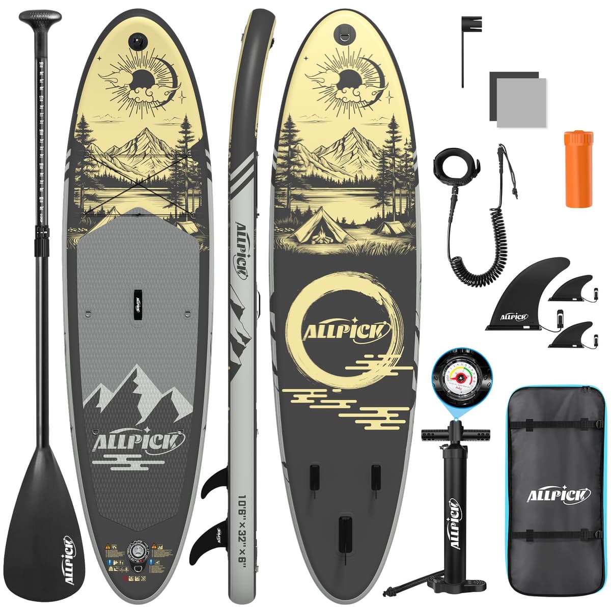 ALLPICK SUP Board 320cm - Landschaft Grau Gold - ALLPICK SUP Board