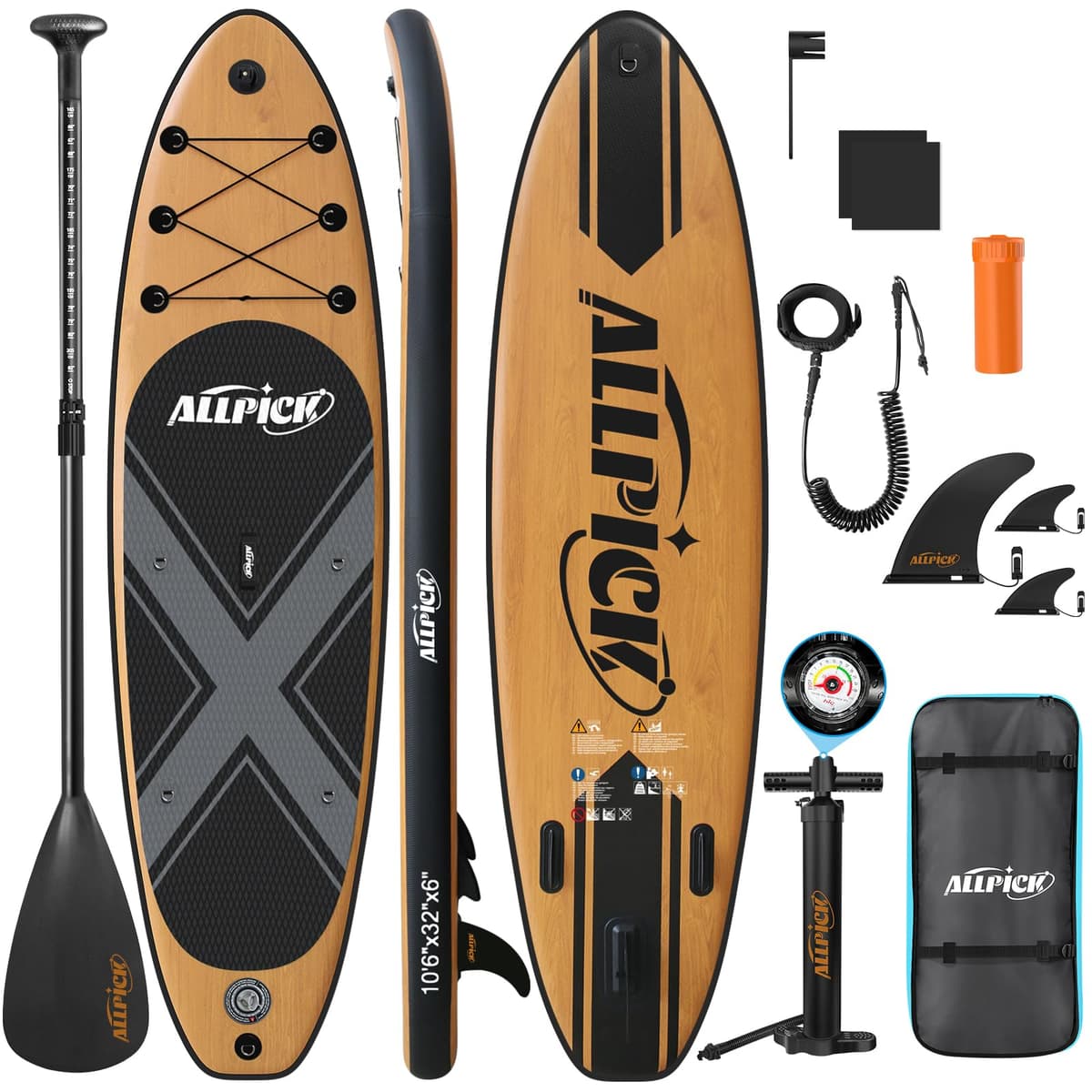 ALLPICK SUP Board 320cm - Vintage Holzmaserung - ALLPICK SUP Board
